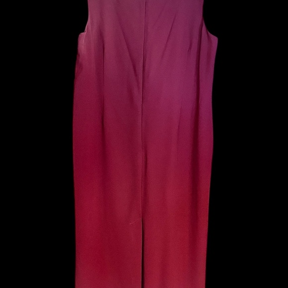 Danny & Nicole 2 pc Sheath Sleeveless Long Sheer Dress Burgundy Beaded Zip 16 - Picture 4 of 12